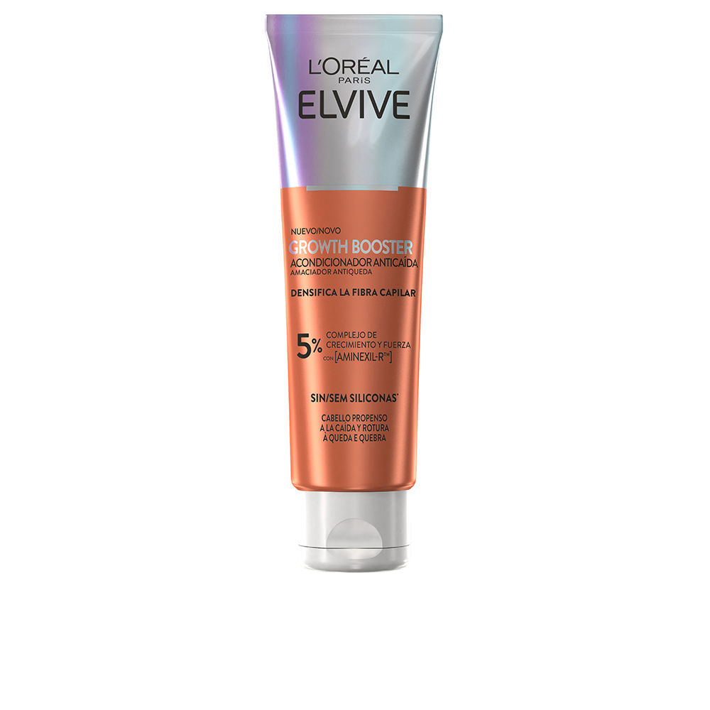 L'OréalElviveGrowthBoosterAnti-HairLossConditioner150ml Bottle of LOréal Elvive Growth Booster Anti-Hair Loss Conditioner by LOréal, a conditioner indicated for reducing hair loss.