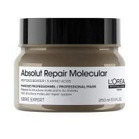 Jar  of  Absolut  Repair  Molecular  Mask  by  LOréal  Professionnel,  a  hair  mask  indicated  for  molecular  repair  of  damaged  hair.