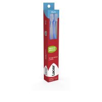 Product  container  of  Lacer  Medium  Toothbrush  Set  by  Lacer,  a  medium  toothbrush  indicated  for  gentle  and  effective  oral  care.
