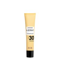 Bottle  of  Lierac  Sunissime  The  Tinted  Sun  Fluid  SPF30  Golden  by  Lierac,  a  sunscreen  fluid  indicated  for  sun  protection  and  evening  skin.