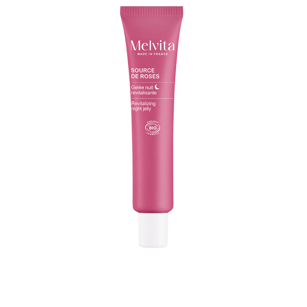 MelvitaSourceDeRosesRevitalizingNightGel40ml Jar of Melvita Source De Roses Revitalizing Night Gel by Melvita, a gel texture indicated for hydrating and plumping the skin.