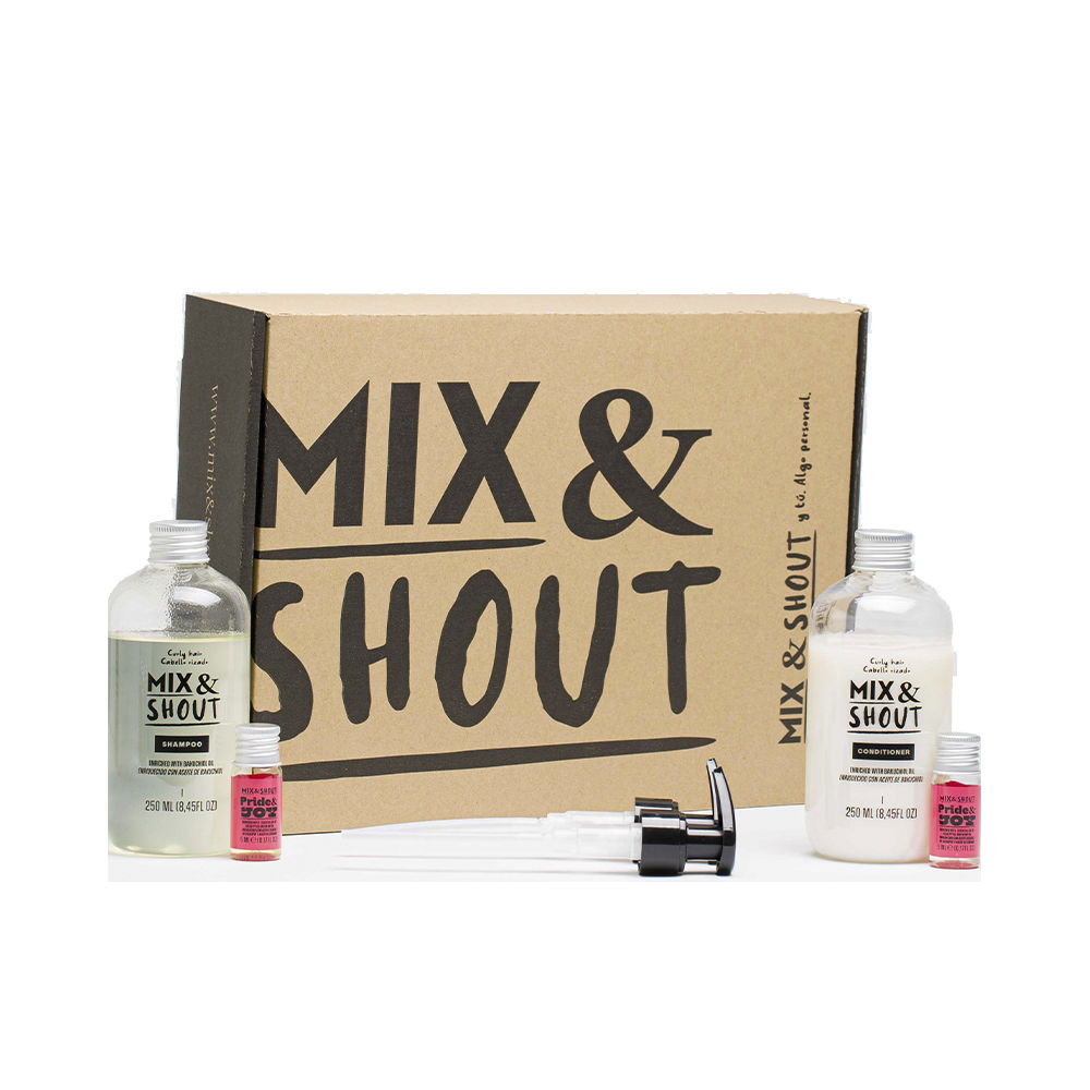 Mix&ShoutCurlyBalancingRoutineSet Box of Mix & Shout Curly Balancing Routine Set by Mix & Shout, a hair care set indicated for soothing the scalp and protecting curls.