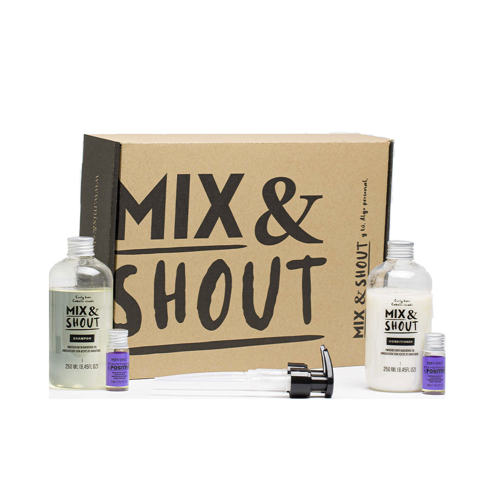 Mix&ShoutCurlyProtectorRoutineSet Box of Mix & Shout Curly Protector Routine Set by Mix & Shout, a hair care set indicated for balancing the scalp and protecting curls.