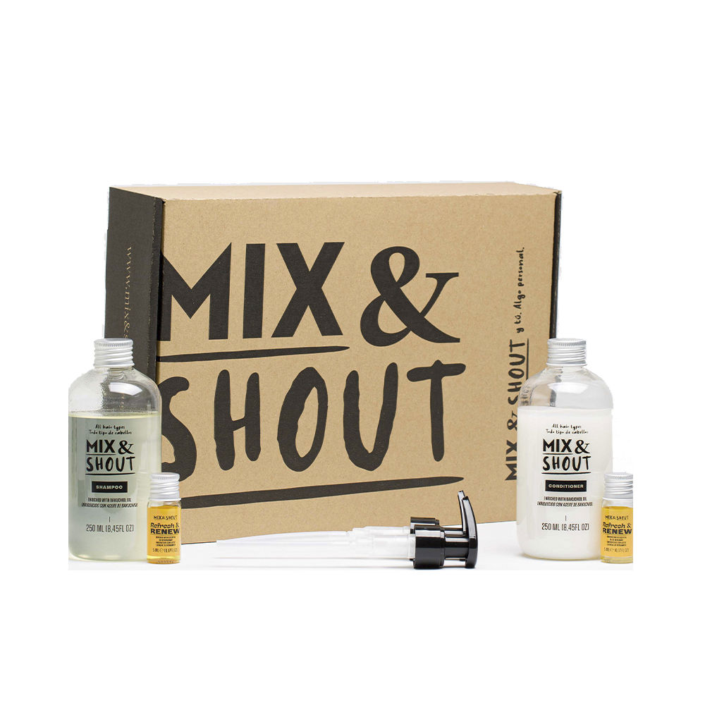 Mix&ShoutRepairRoutineSet Box of Mix & Shout Repair Routine Set by Mix & Shout, a hair care set indicated for restoring shine and deeply hydrating the hair.