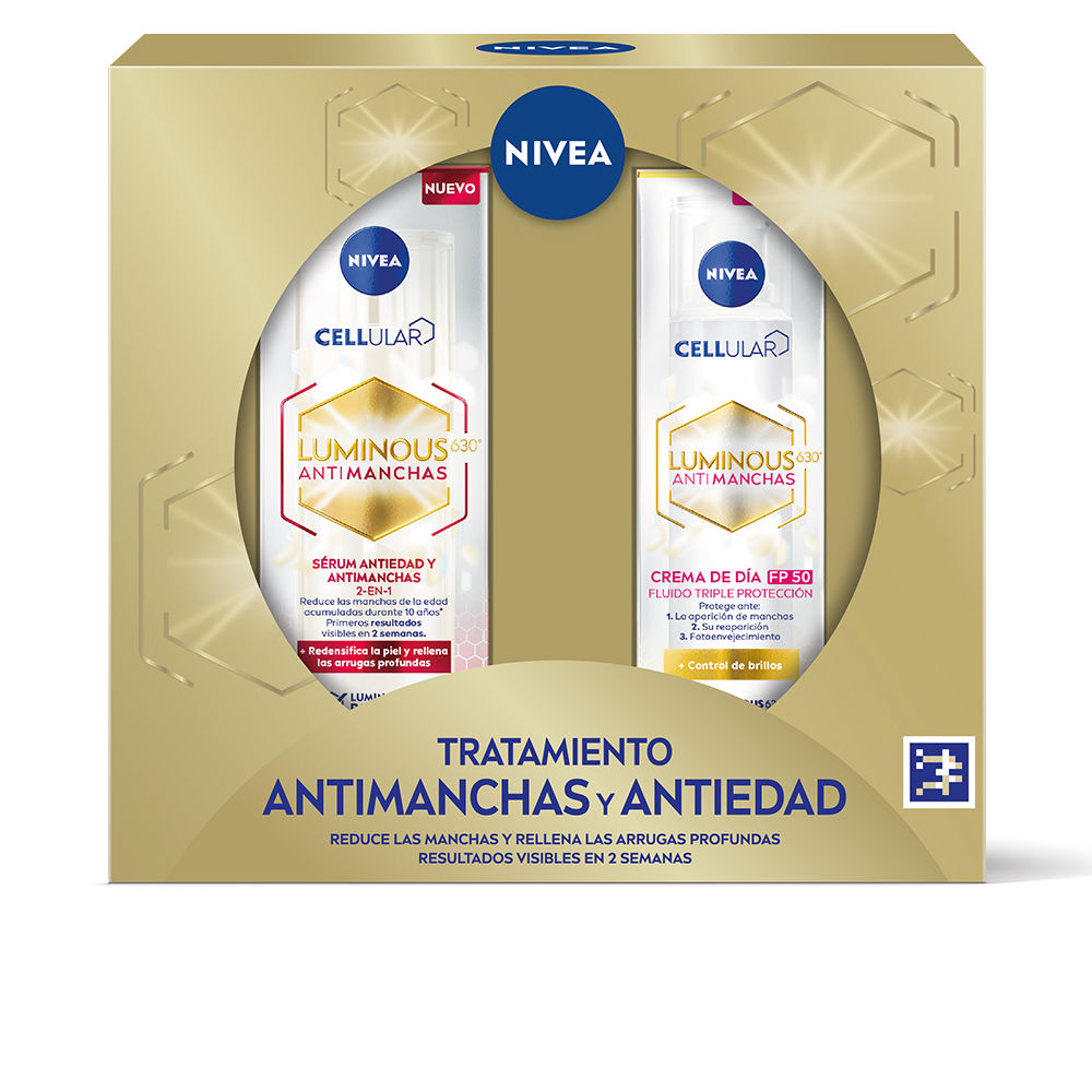NiveaAnti-DarkSpotsAndAnti-AgingGiftSet Box of Nivea Anti-Dark Spots And Anti-Aging Gift Set by Nivea, a skincare set indicated for dark spots and anti-aging action.