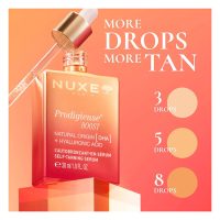 a self-tanning serum indicated for hydrating and providing an even golden tone.