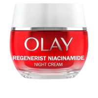 Jar  of  Olay  Regenerist  Niacinamide  Revitalizing  Night  Cream  by  Olay,  a  night  cream  indicated  for  reducing  wrinkles  and  renewing  skin.