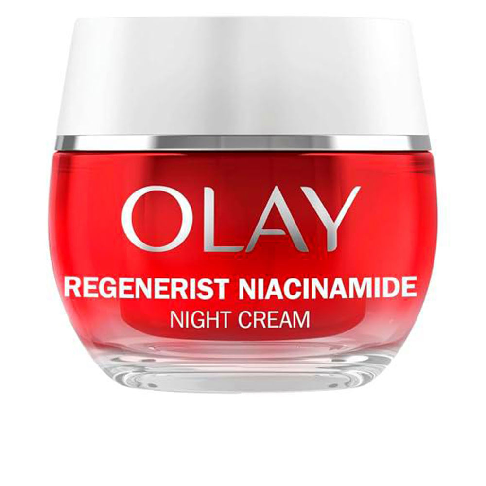 OlayRegeneristNiacinamideRevitalizingNightCream50ml Jar of Olay Regenerist Niacinamide Revitalizing Night Cream by Olay, a night cream indicated for reducing wrinkles and renewing skin.