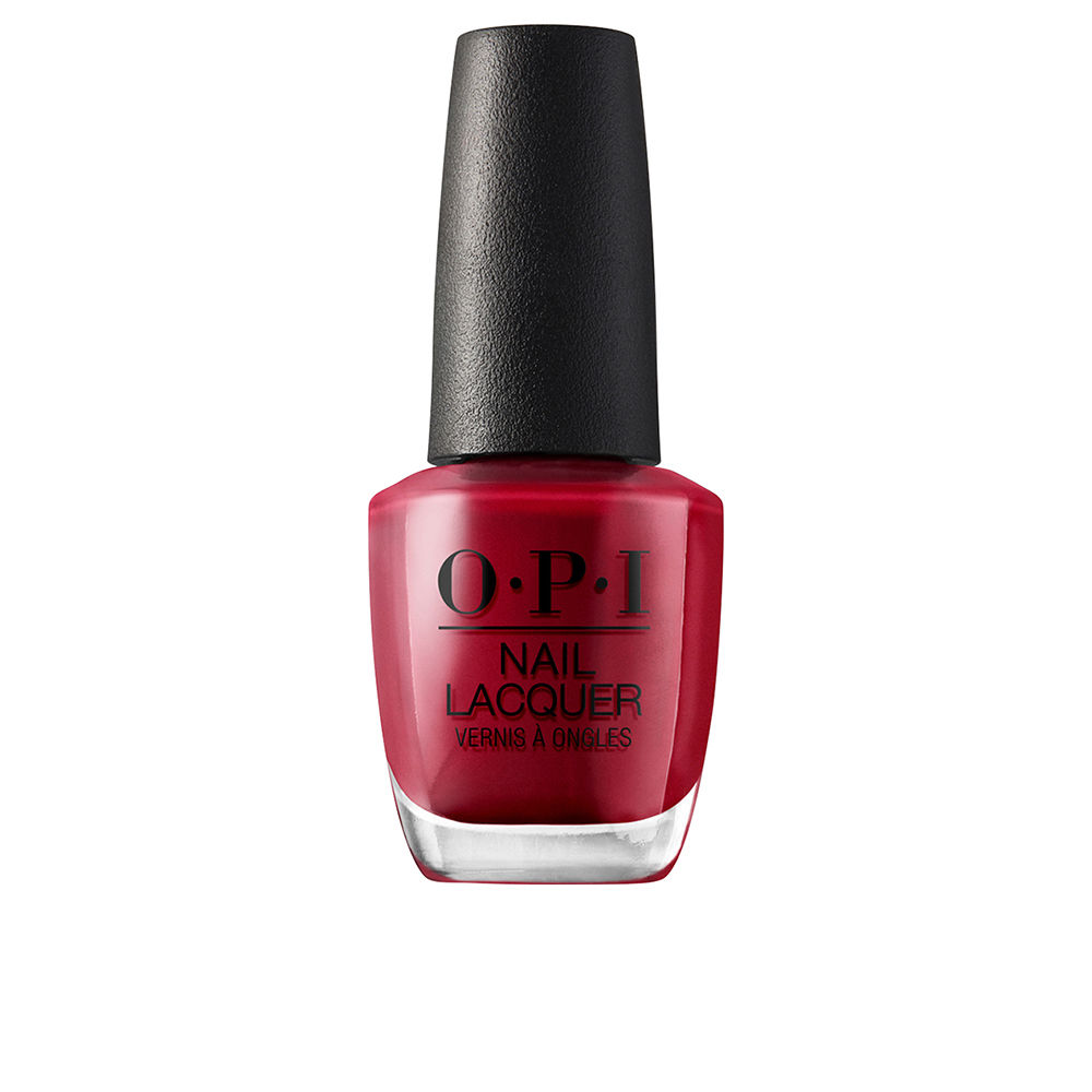 OpiNailLacquerColorOpiRed Bottle of Opi Nail Lacquer Color Opi Red by Opi, a creamy nail polish indicated for long-lasting wear and vibrant color.