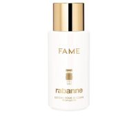 Bottle  of  Paco  Rabanne  Fame  Body  Lotion  by  Paco  Rabanne,  a  moisturizing  body  lotion  indicated  for  hydrating  and  refreshing  the  skin.