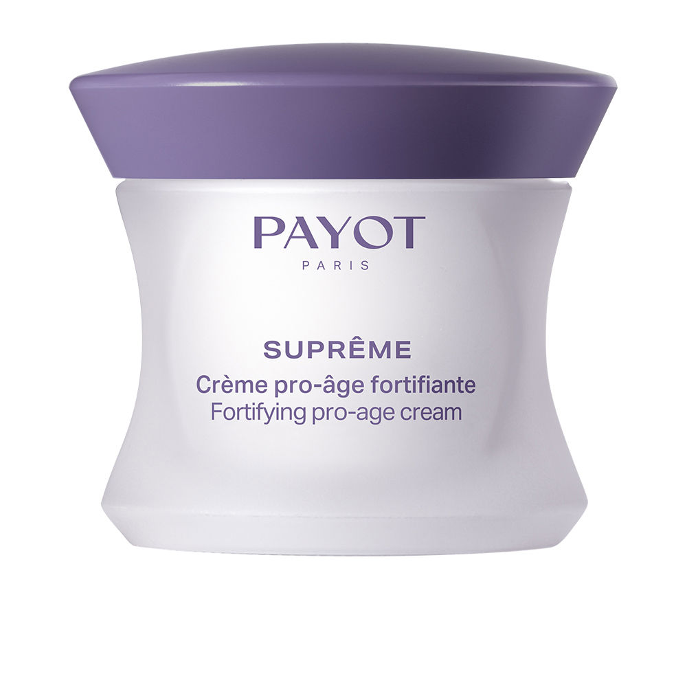 PayotSuprêmeFortifyingPro-AgeCream50ml Jar of Payot Suprême Fortifying Pro-Age Cream by Payot, a face cream indicated for reducing signs of aging and skin sagging.