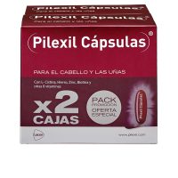 Box  of  Pilexil  Capsules  by  Pilexil,  a  food  supplement  indicated  for  combating  intense  and  excessive  hair  loss.