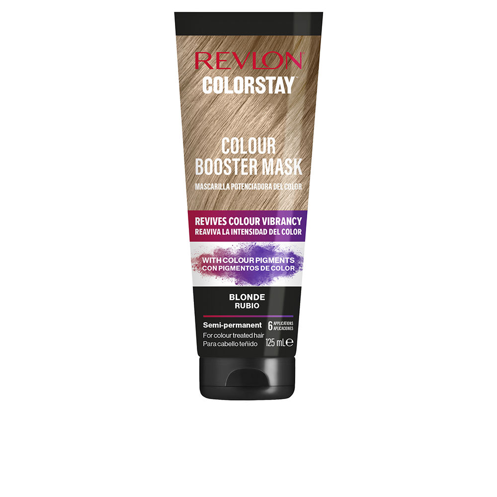 RevlonColorstayColorBoosterMaskColorBlonde125ml Jar of Revlon Colorstay Color Booster Mask Color Blonde by Revlon, a hair mask indicated for dyed hair intensity.