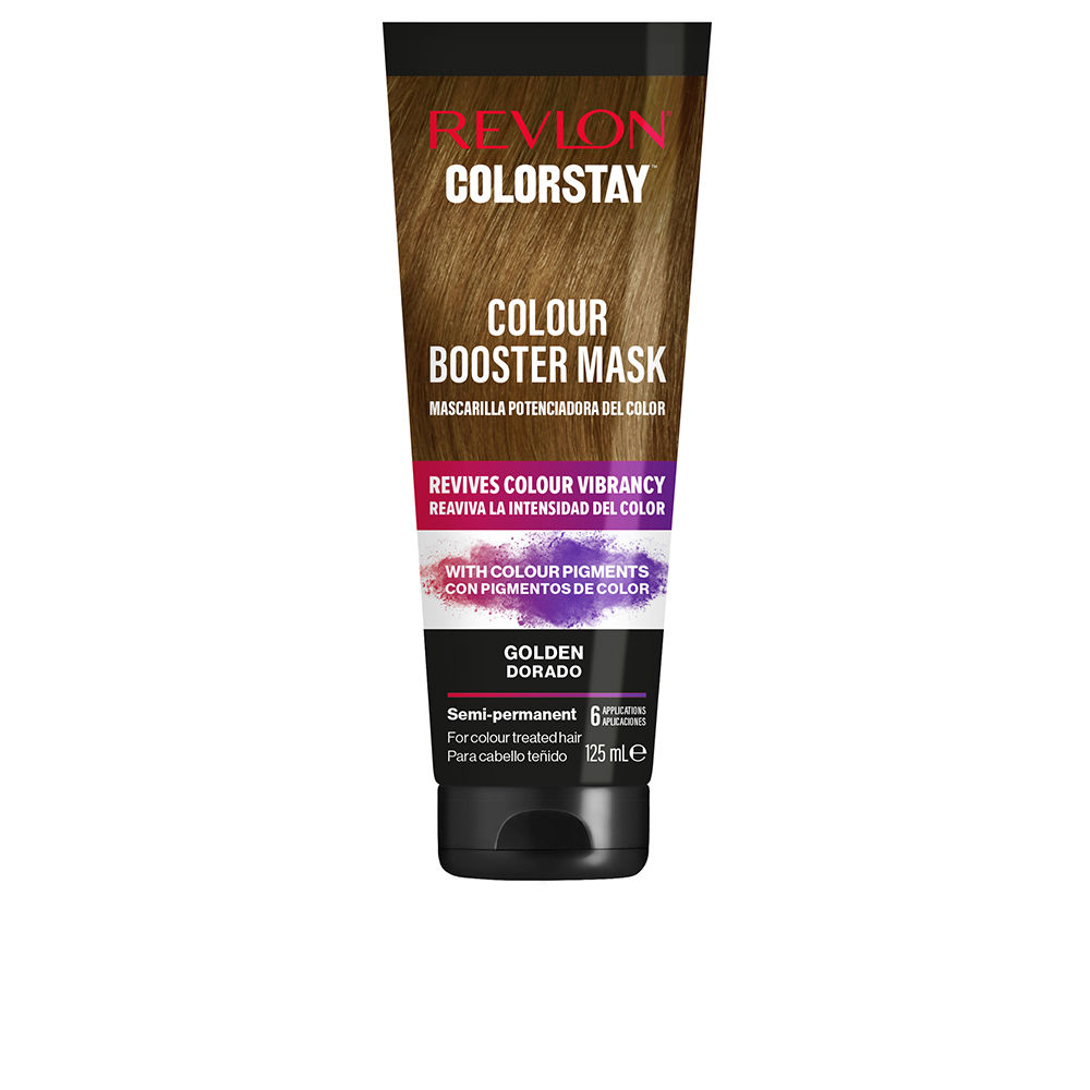 RevlonColorstayColorBoosterMaskColorGolden125ml Jar of Revlon Colorstay Color Booster Mask Color Golden by Revlon, a hair mask indicated for dyed hair intensity.