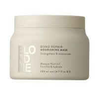 Jar  of  Schwarzkopf  Blondme  Bond  Repair  Nourishing  Mask  by  Schwarzkopf,  a  hair  mask  indicated  for  strengthening  and  repairing  damage.