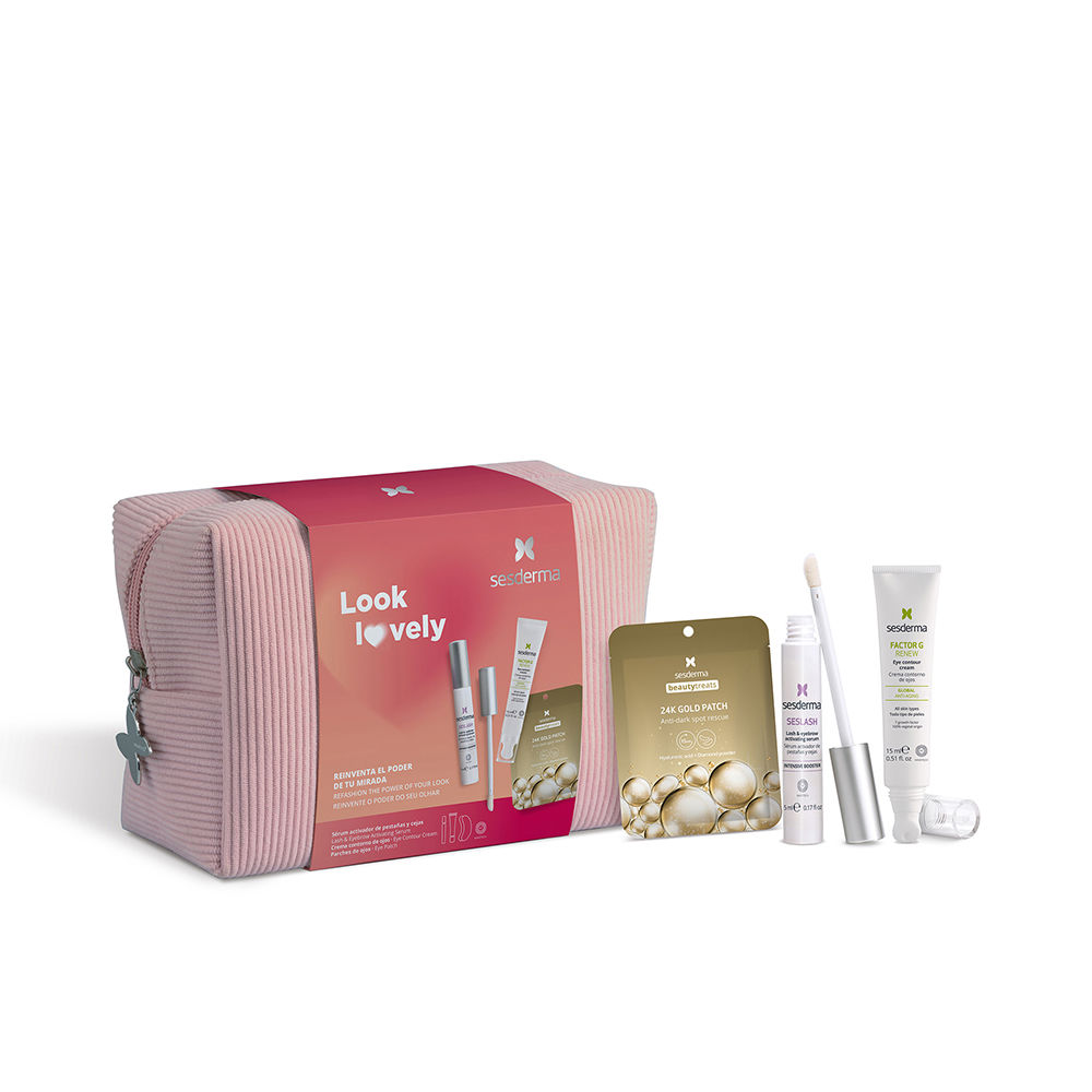 SesdermaSeslashLookLovelySet Product container of Seslash Look Lovely Set by Sesderma, a 3 piece kit indicated for eyelash and eye contour care.