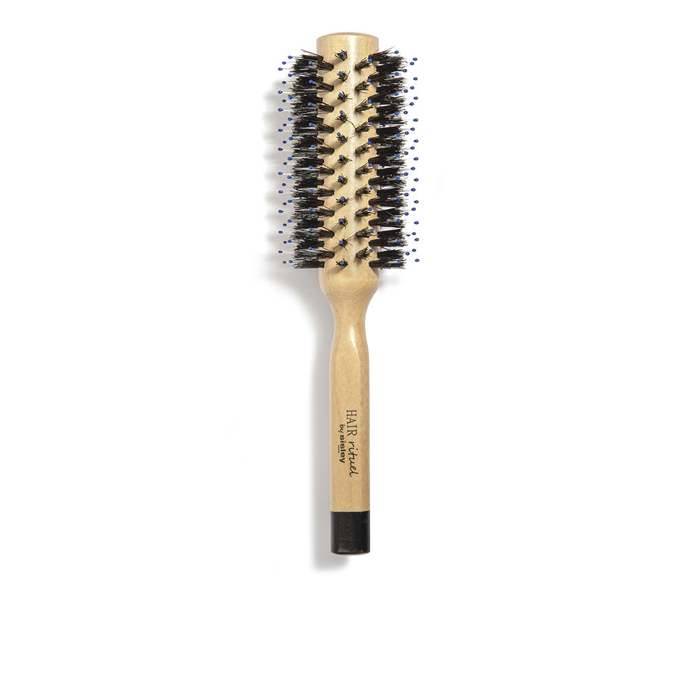 SisleyHairRituelTheBlowDryBrushNº2 Product container of Sisley Hair Rituel The Blow Dry Brush No 2 by Sisley, a round brush indicated for straightening curly hair.