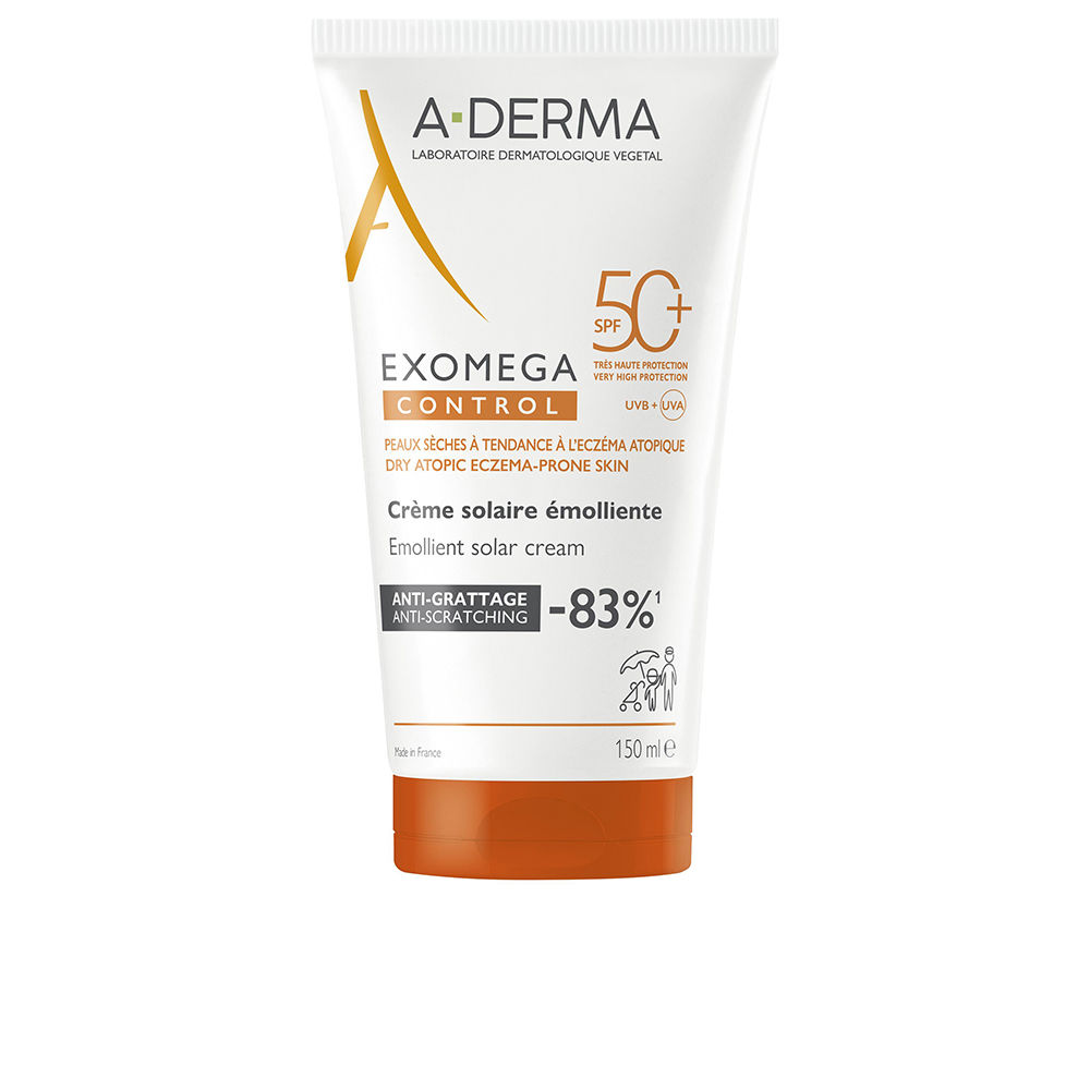 A-DermaExomegaControlEmollientSolarCreamSPF50+150ml Tube of A-Derma Exomega Control Emollient Solar Cream SPF50