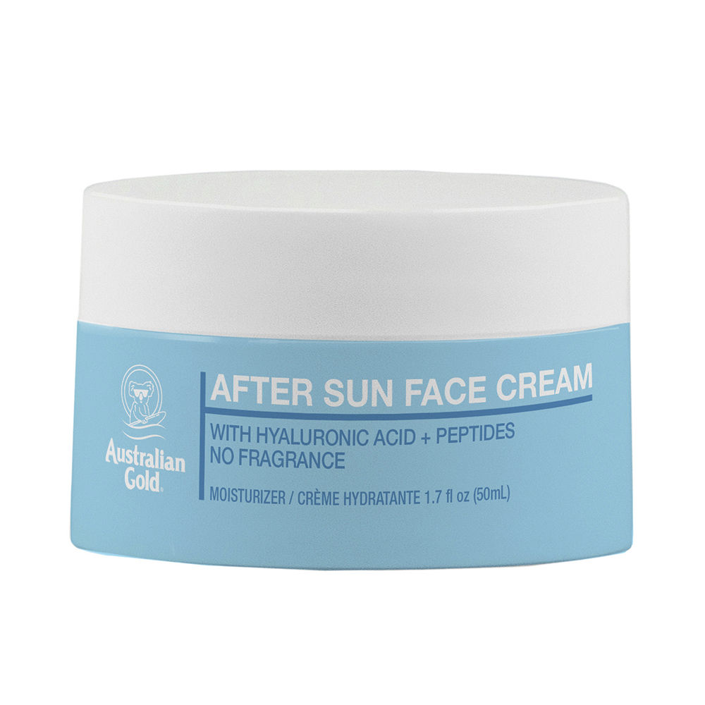 AustralianGoldAfterSunMoisturizerFaceCream50ml Tube of After Sun Moisturizer Face Cream by Australian Gold, a hydrating cream indicated for soothing skin after sun exposure.