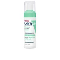 Bottle  of  Cerave  Balancing  Air  Foam  Cleanser  by  Cerave,  a  foaming  cleanser  indicated  for  oil  control  and  skin  hydration.