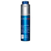 Product  container  of  Clarins  Men  Wrinkle-Smoothing  &  Firming  Care  by  Clarins,  a  firming  cream  indicated  for  reducing  signs  of  aging.