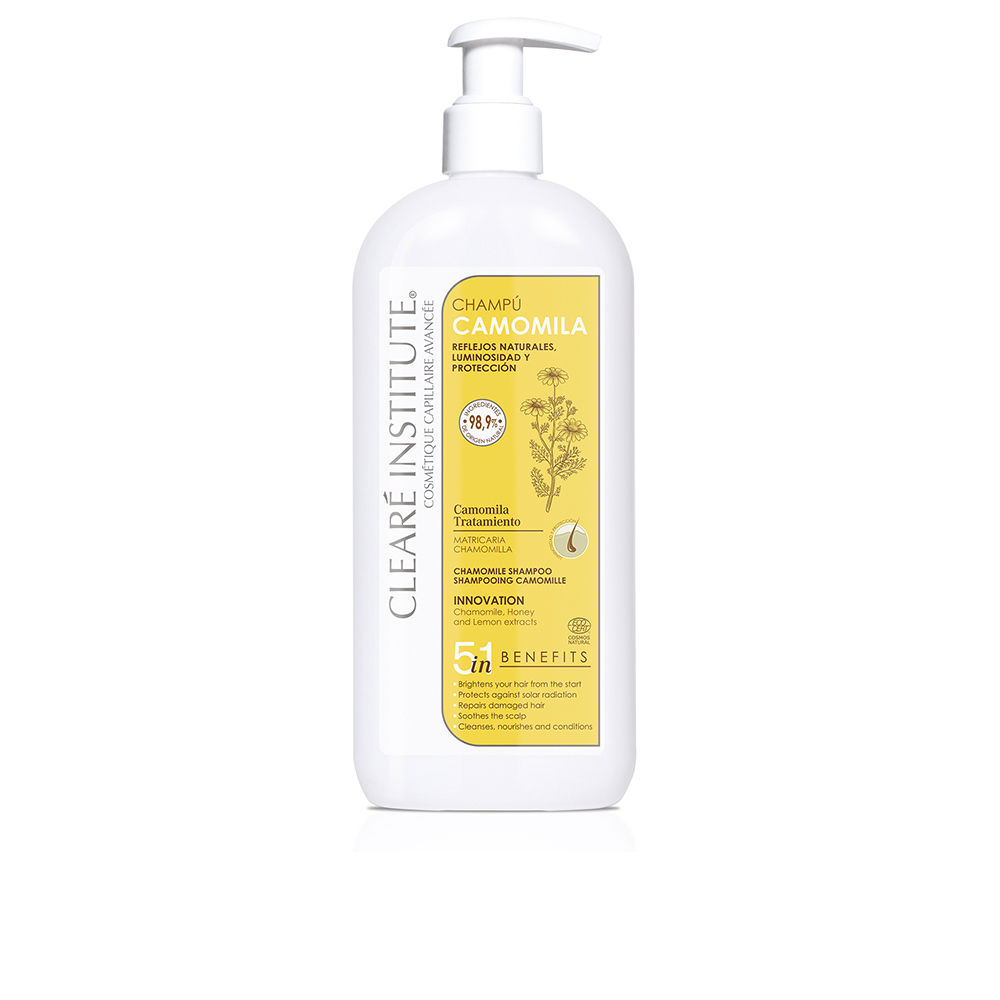 ClearéInstituteChamomileShampoo400ml Bottle of Clearé Institute Chamomile Shampoo by Clearé Institute, a clarifying shampoo indicated for brightening blonde hair.