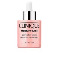 Bottle  of  Clinique  Moisture  Surge  Active  Glow  Illuminating  Serum  by  Clinique,  a  milky  serum  indicated  for  boosting  skin  glow.