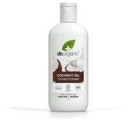 Bottle  of  Dr.  Organic  Coconut  Conditioner  by  Dr.  Organic,  a  conditioner  indicated  for  nourishing  and  volumizing  hair.