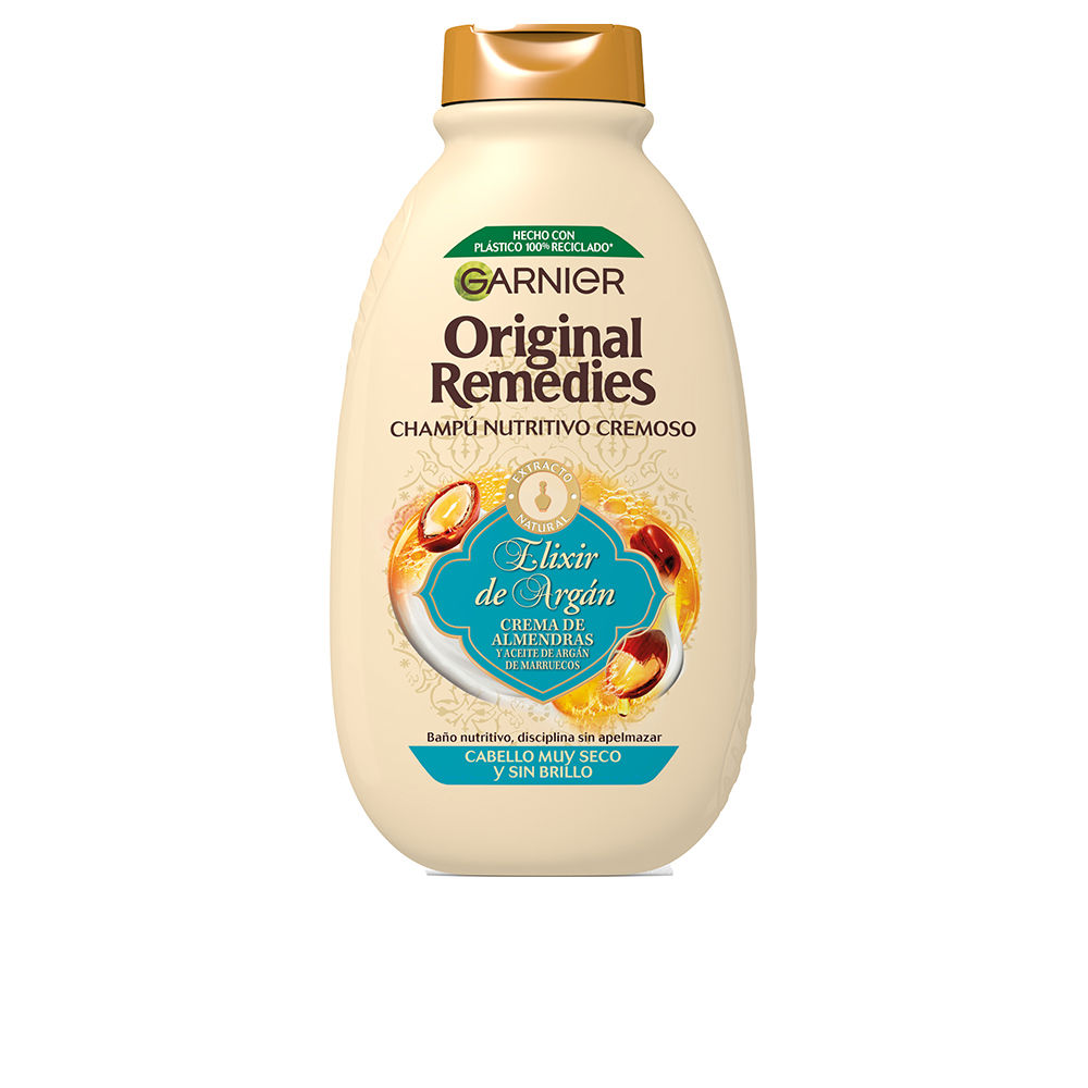 GarnierOriginalRemediesArganElixirShampoo400ml Bottle of Original Remedies Argan Elixir Shampoo by Garnier, a nourishing shampoo indicated for very dry, dull hair.