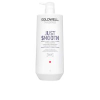 Bottle  of  Goldwell  Just  Smooth  Taming  Shampoo  by  Goldwell,  a  shampoo  indicated  for  manageability  and  frizz  control.