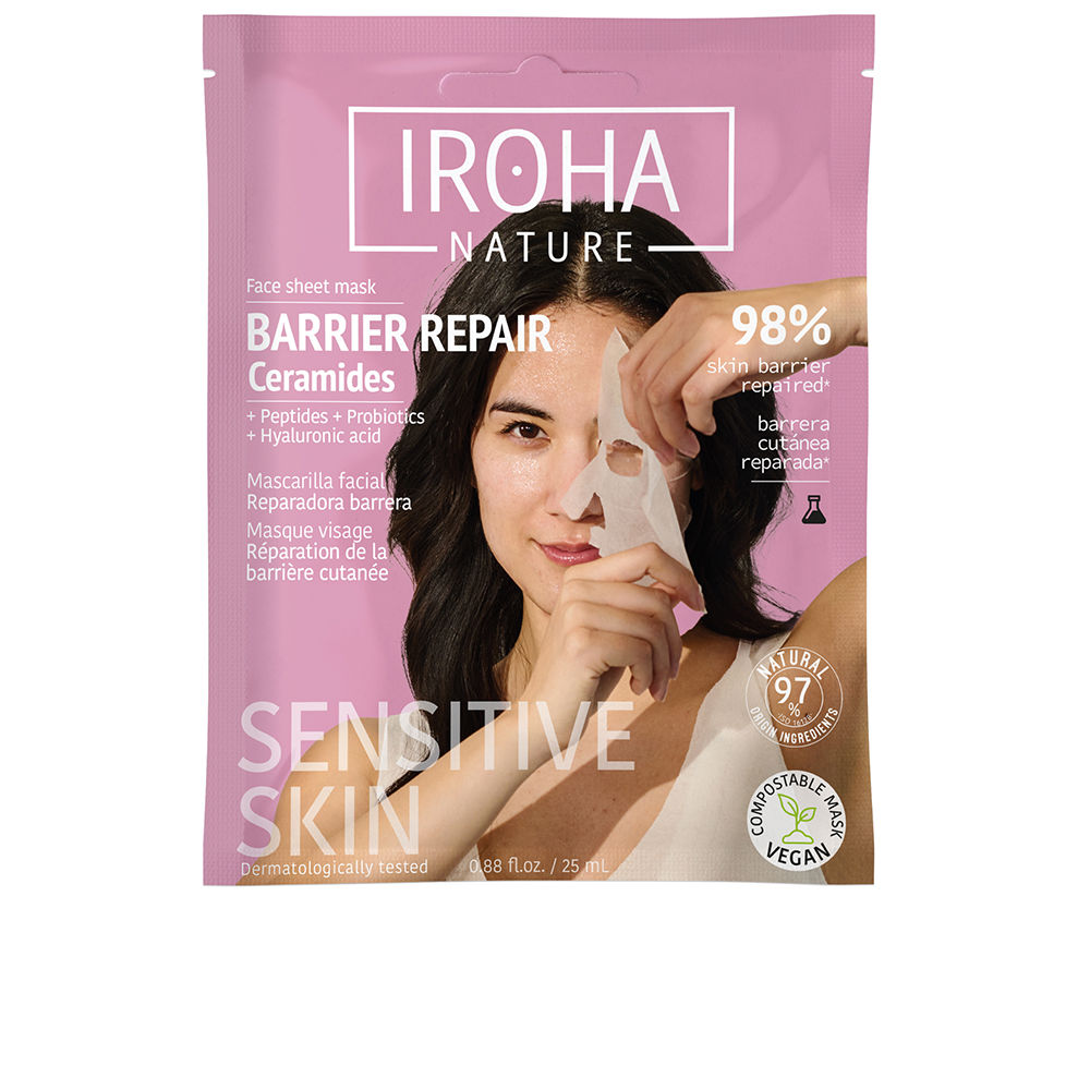 IrohaBarrierRepairSensitiveSkinFacialMask Sachet of Iroha Barrier Repair Sensitive Skin Facial Mask by Iroha, a sheet mask indicated for repairing the skin barrier.