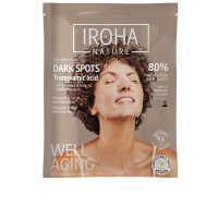 Sachet  of  Iroha  Dark  Spots  Well  Aging  Skin  Facial  Mask  by  Iroha,  a  sheet  mask  indicated  for  reducing  dark  spots  and  wrinkles.