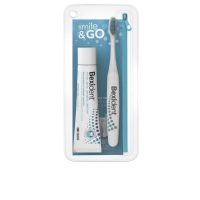 Box  of  Isdin  Bexident  Gums  Smile  &  Go  Set  by  Isdin,  an  oral  care  set  indicated  for  reducing  gum  bleeding  and  inflammation.