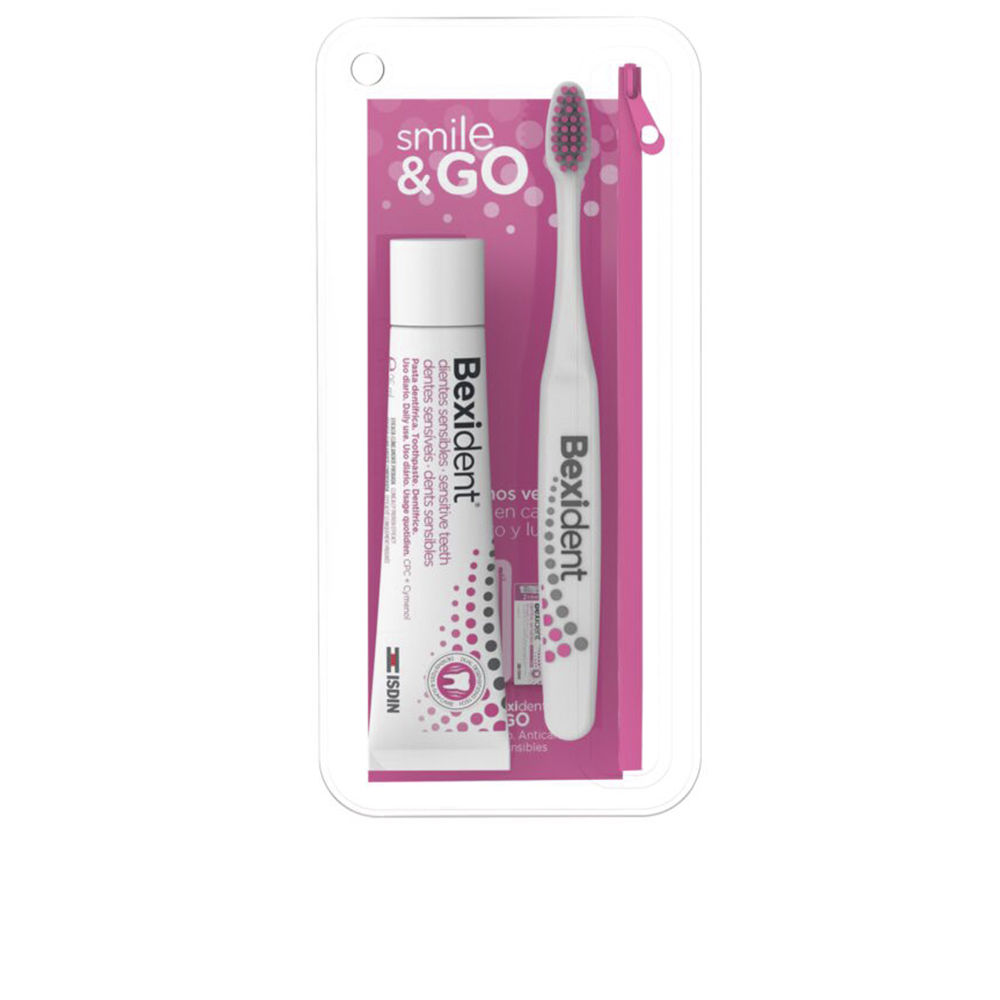 IsdinBexidentSensitiveTeethSmile&GoSet Box of Isdin Bexident Sensitive Teeth Smile & Go Set by Isdin, an oral care set indicated for relieving tooth sensitivity.