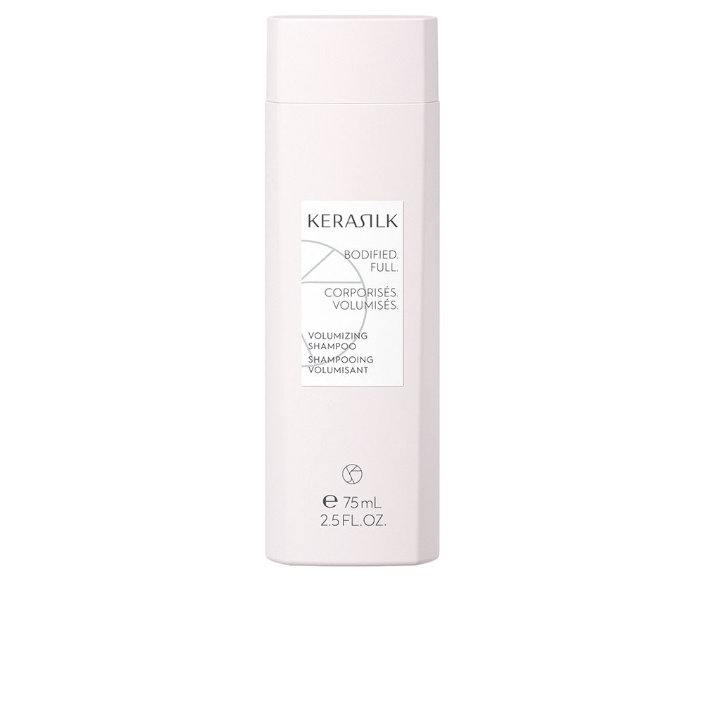 KerasilkEssentialsVolumizingShampoo75ml Bottle of Kerasilk Essentials Volumizing Shampoo by Kerasilk, a shampoo indicated for hydrating and enhancing natural volume.