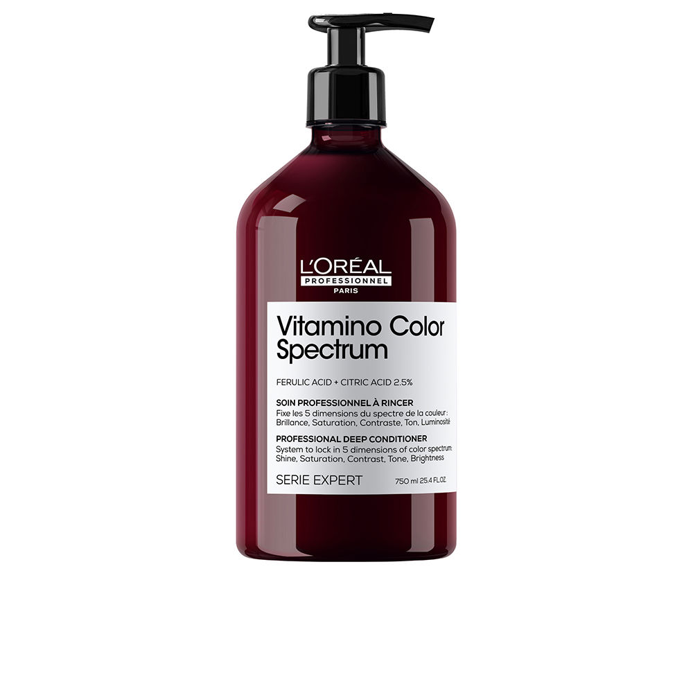 L'OréalProfessionnelVitaminoColorSpectrumConditioner750ml Bottle of LOréal Professionnel Vitamino Color Spectrum Conditioner by LOréal, a creamy conditioner for color-treated hair.