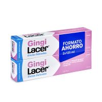 Tube  of  Gingilacer  Toothpaste  Set  by  Lacer,  a  toothpaste  indicated  for  reducing  gingival  bleeding  and  tartar  prevention.