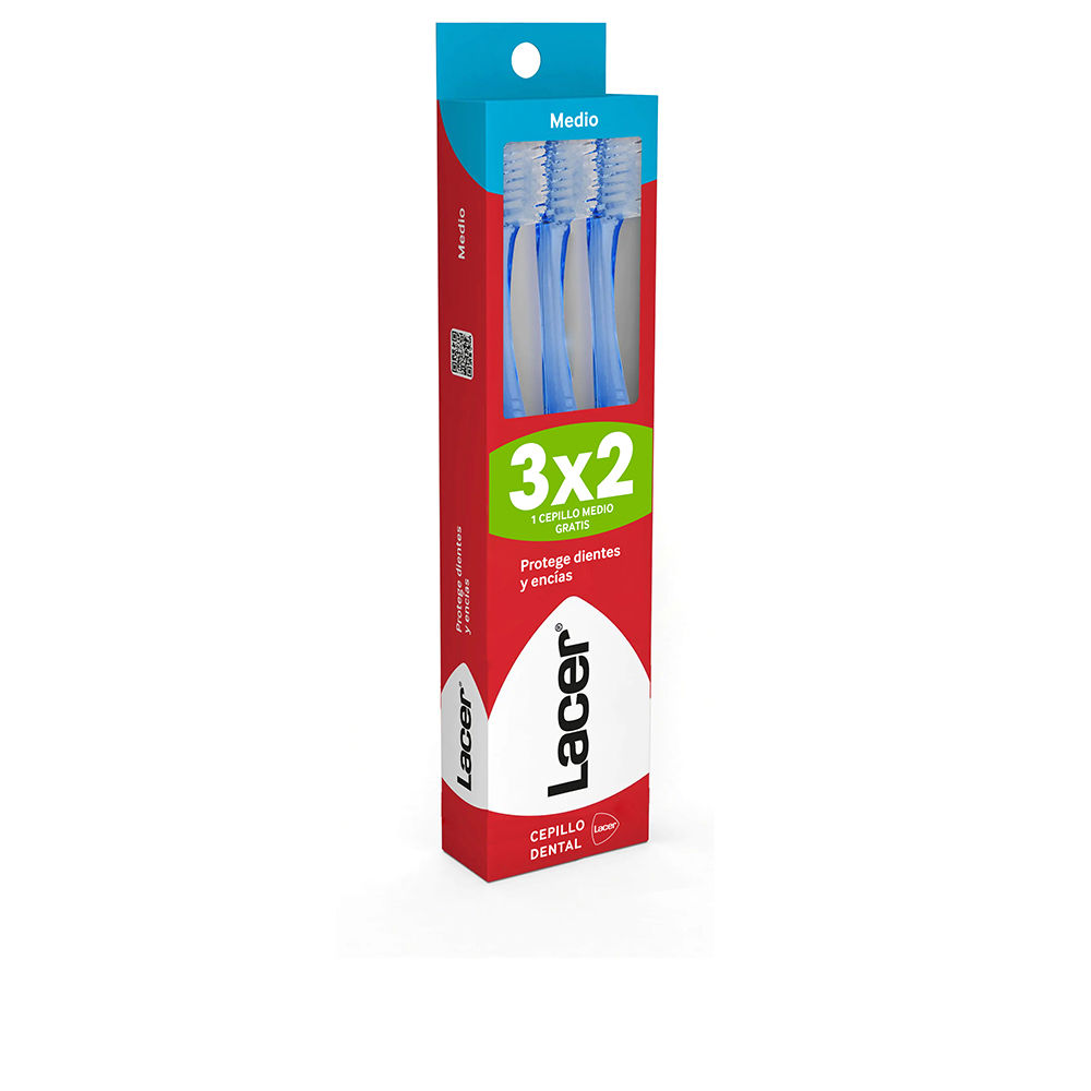 LacerMediumToothbrush3-PieceSet Box of Medium Toothbrush 3-Piece Set by Lacer, a medium toothbrush indicated for effective plaque removal.