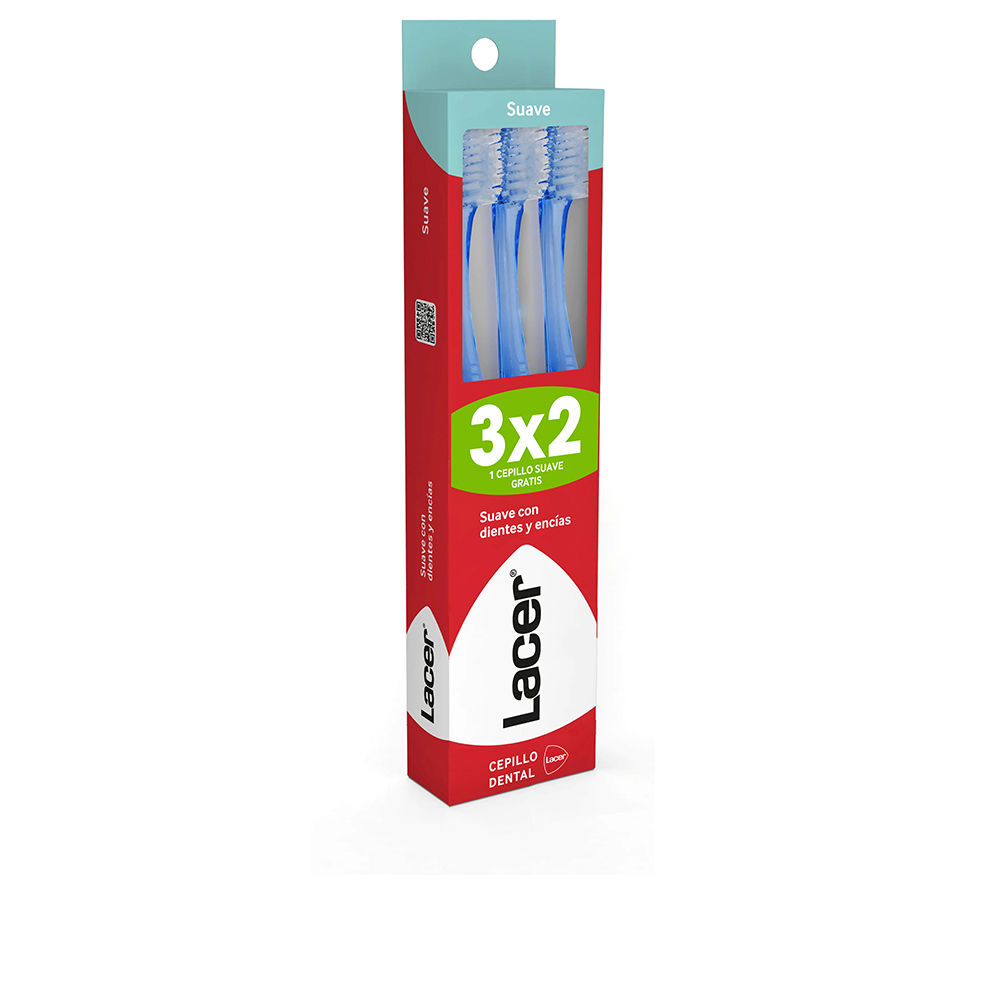 LacerSoftToothbrush3-PieceSet Box of Soft Toothbrush 3-Piece Set by Lacer, a soft toothbrush indicated for gentle cleaning of teeth and gums.