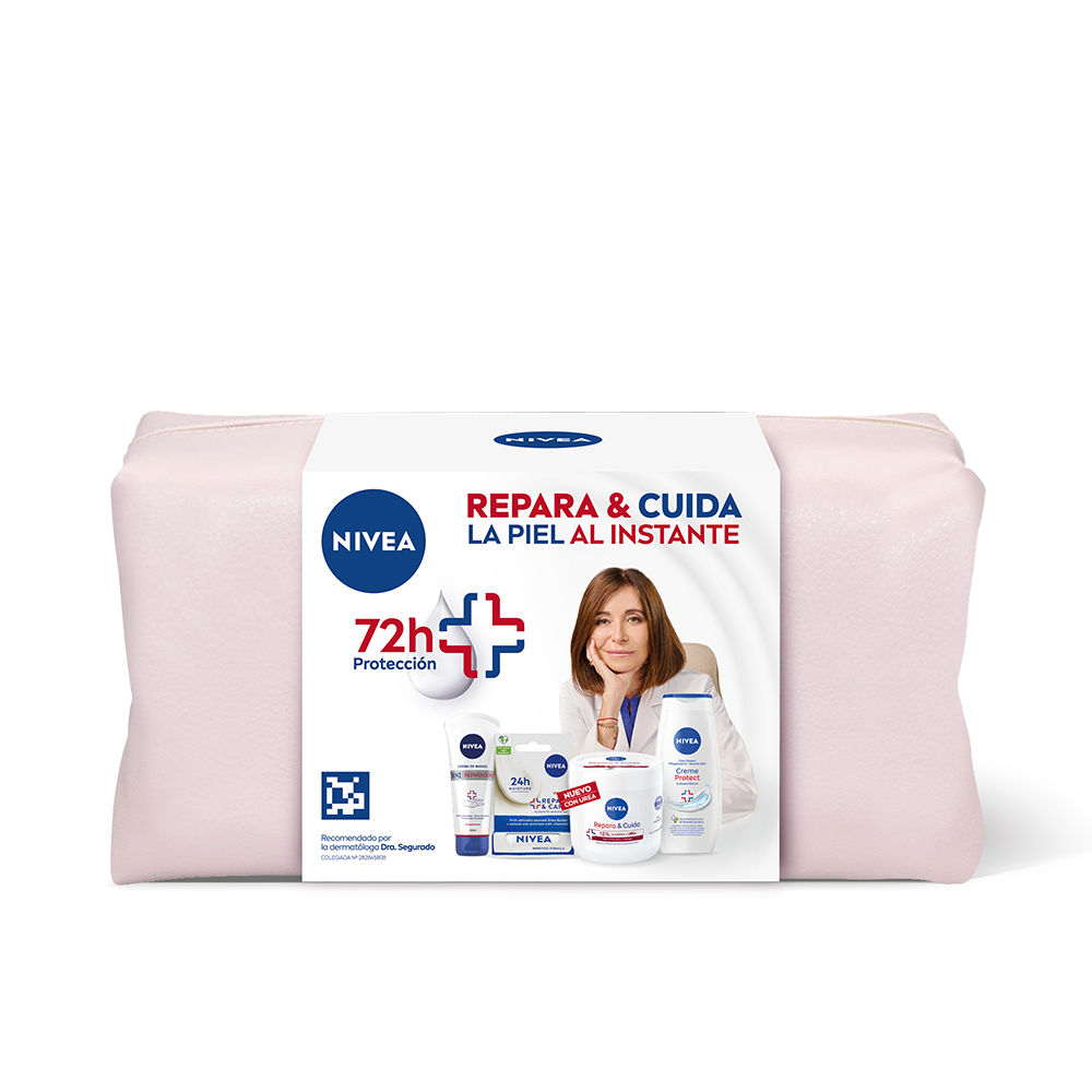 NiveaRepair&CareGiftSet Box of Nivea Repair & Care Gift Set by Nivea, a multi-product set indicated for a complete hydrating body and lip routine.