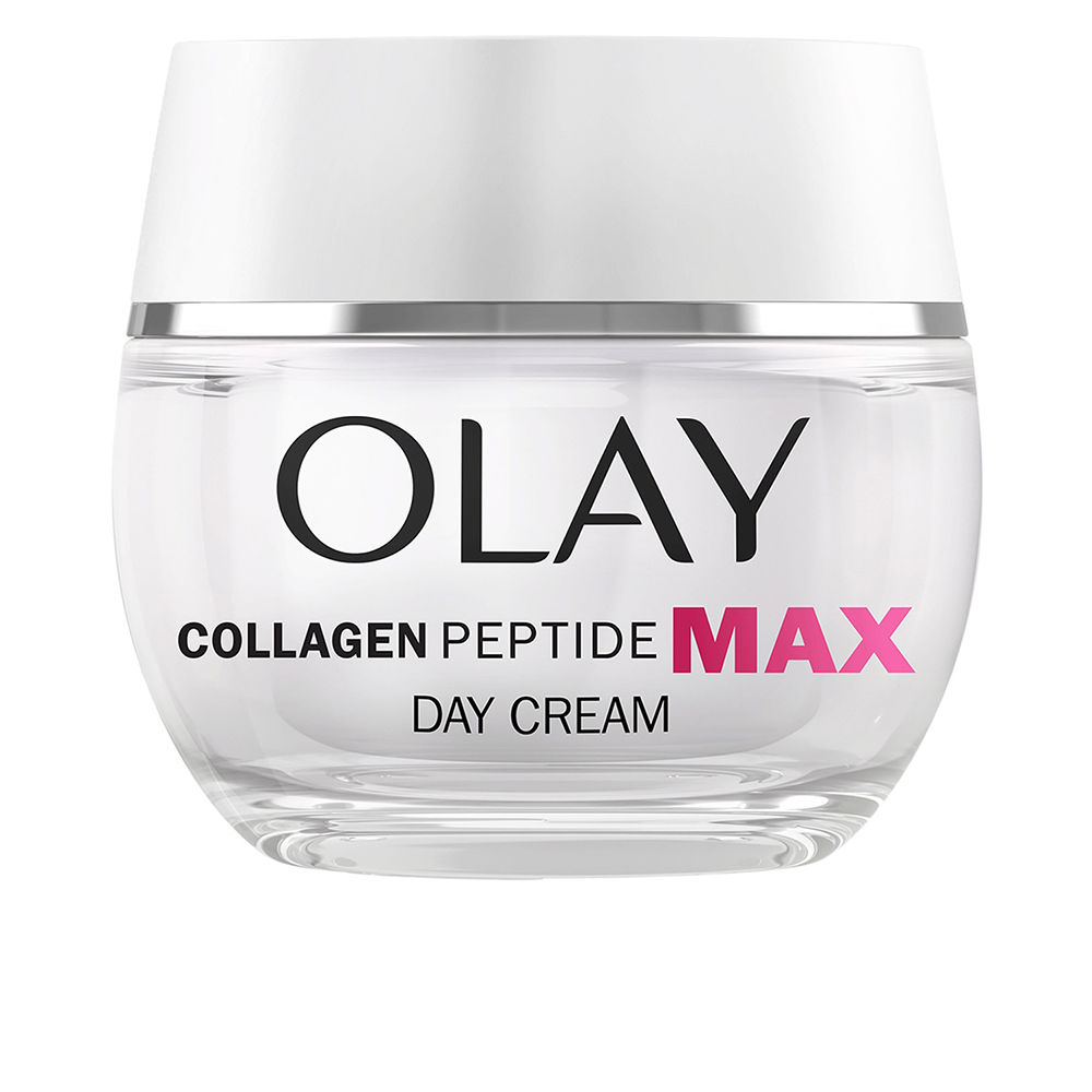 OlayRegeneristCollagenPeptideMaxDayCream50ml Jar of Olay Regenerist Collagen Peptide Max Day Cream by Olay, a velvety cream indicated for hydrating menopausal skin.