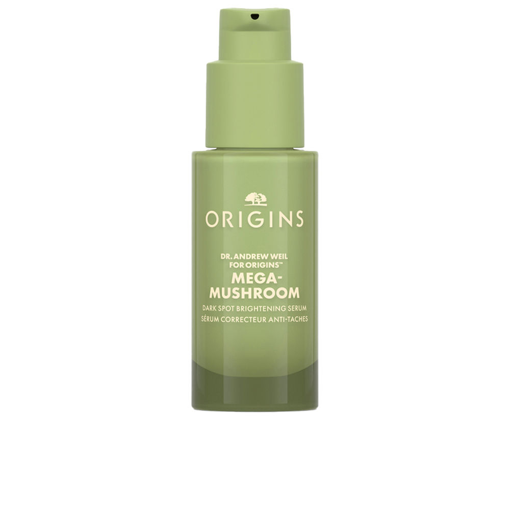 OriginsMegaMushroomDarkSpotCorrectingSerum30ml Bottle of Origins Mega Mushroom Dark Spot Correcting Serum by Origins, a silky serum indicated for reducing dark spots.