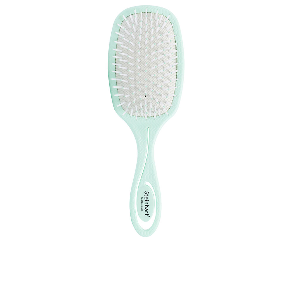 SteinhartBiodegradablePaddleDetanglerBrush Product container of Steinhart Biodegradable Paddle Detangler Brush by Steinhart, a brush indicated for effortless detangling.