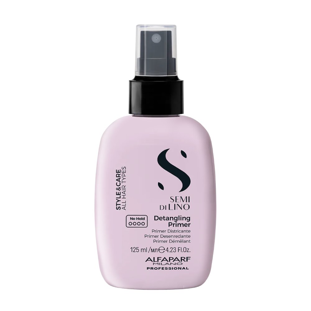 AlfaparfMilanoSemiDiLinoStyleCareDetanglingPrimer125ml-2 Spray of Alfaparf Milano Semi Di Lino Style & Care Detangling Primer by Alfaparf Milano, a primer indicated for reducing frizz.