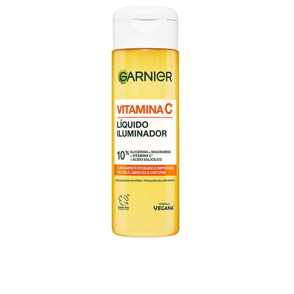 GarnierSkinactiveVitaminCIlluminatingLiquid120ml Bottle of Garnier Skinactive Vitamin C Illuminating Liquid by Garnier, a facial liquid indicated for hydrating and illuminating skin.