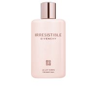 Bottle  of  Givenchy  Irresistible  The  Body  Milk  by  Givenchy,  a  perfumed  lotion  indicated  for  deeply  hydrating  the  body  skin.
