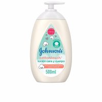 Bottle  of  Johnsons  Baby  Cottontouch  Body  and  Face  Lotion  by  Johnson,  a  lotion  indicated  for  nourishing  baby  skin  for  24  hours.