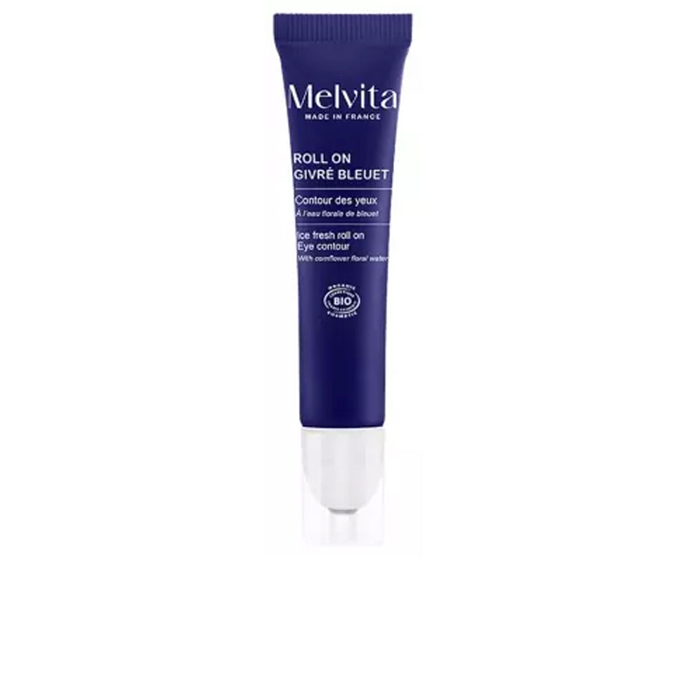 MelvitaGivréBleuetEyeContourRoll-On10ml Product container of Melvita Givré Bleuet Eye Contour Roll-On by Melvita, a gel indicated for reducing puffiness and dark circles.