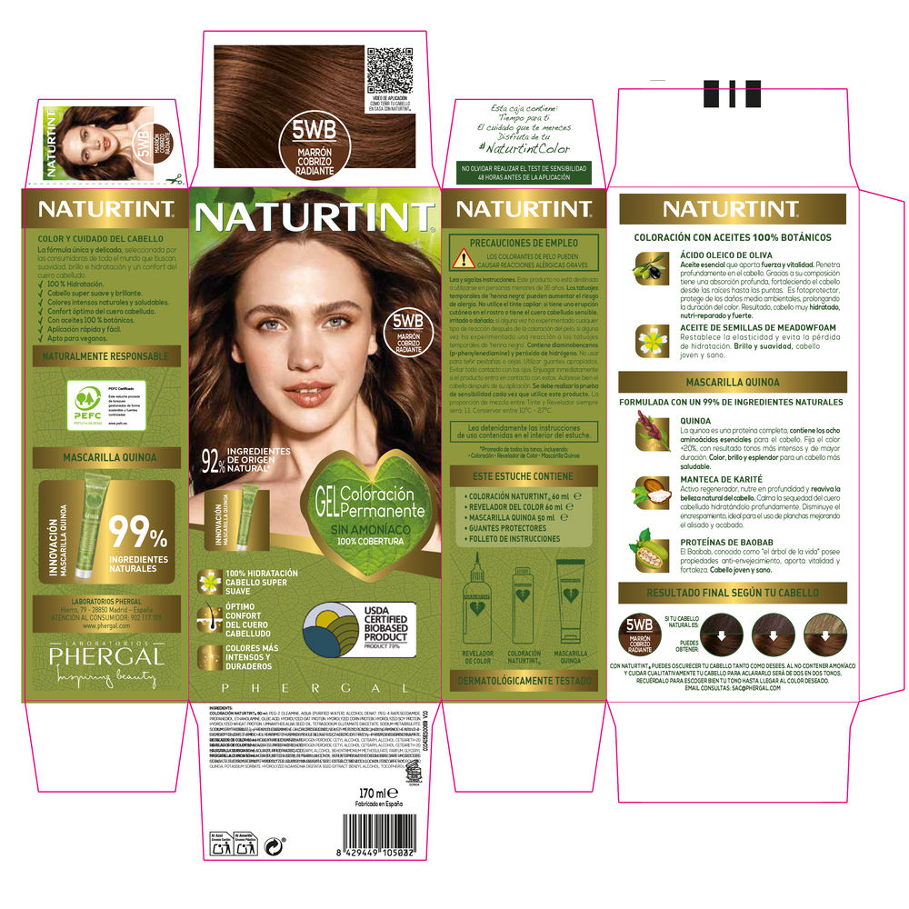 NaturtintPermanentHairColorGelColor5WBRadiantCopperBrown170ml Naturtint Cor de Cabelo Permanente em Gel Cor 5WB Castanho Acobreado Radiante 170ml - Image 1