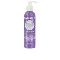 Tube  of  Naturtint  Purple  CC  Cream  Silver  Toner  by  Naturtint,  a  leave-in  toner  mask  indicated  for  neutralizing  yellow  tones  in  blonde  hair.